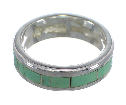 Southwest Authentic Sterling Silver And Turquoise Inlay Ring Size 5-1/2 VX58401
